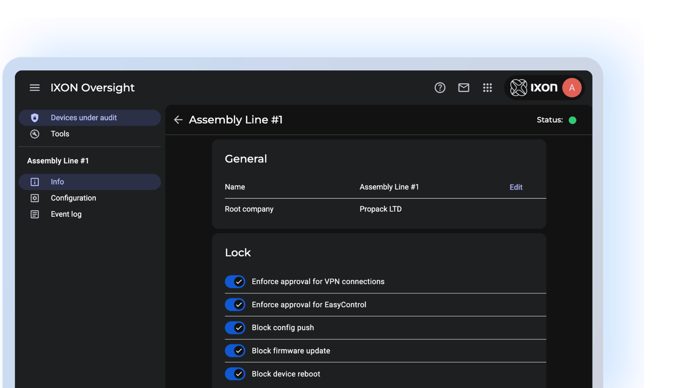 IXON Oversight - product header